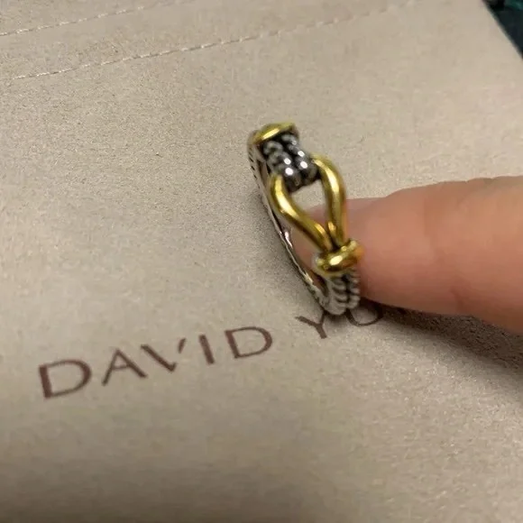 David Yurman Silver and Gold Ring sz8❤️ - Picture 2 of 3